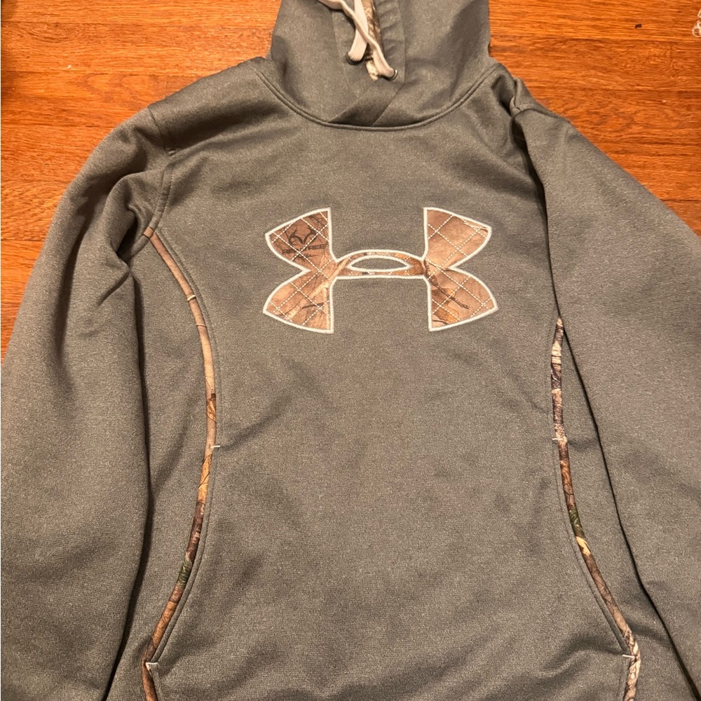 Women Under Armour Gray Hoodie with Camo Details like new